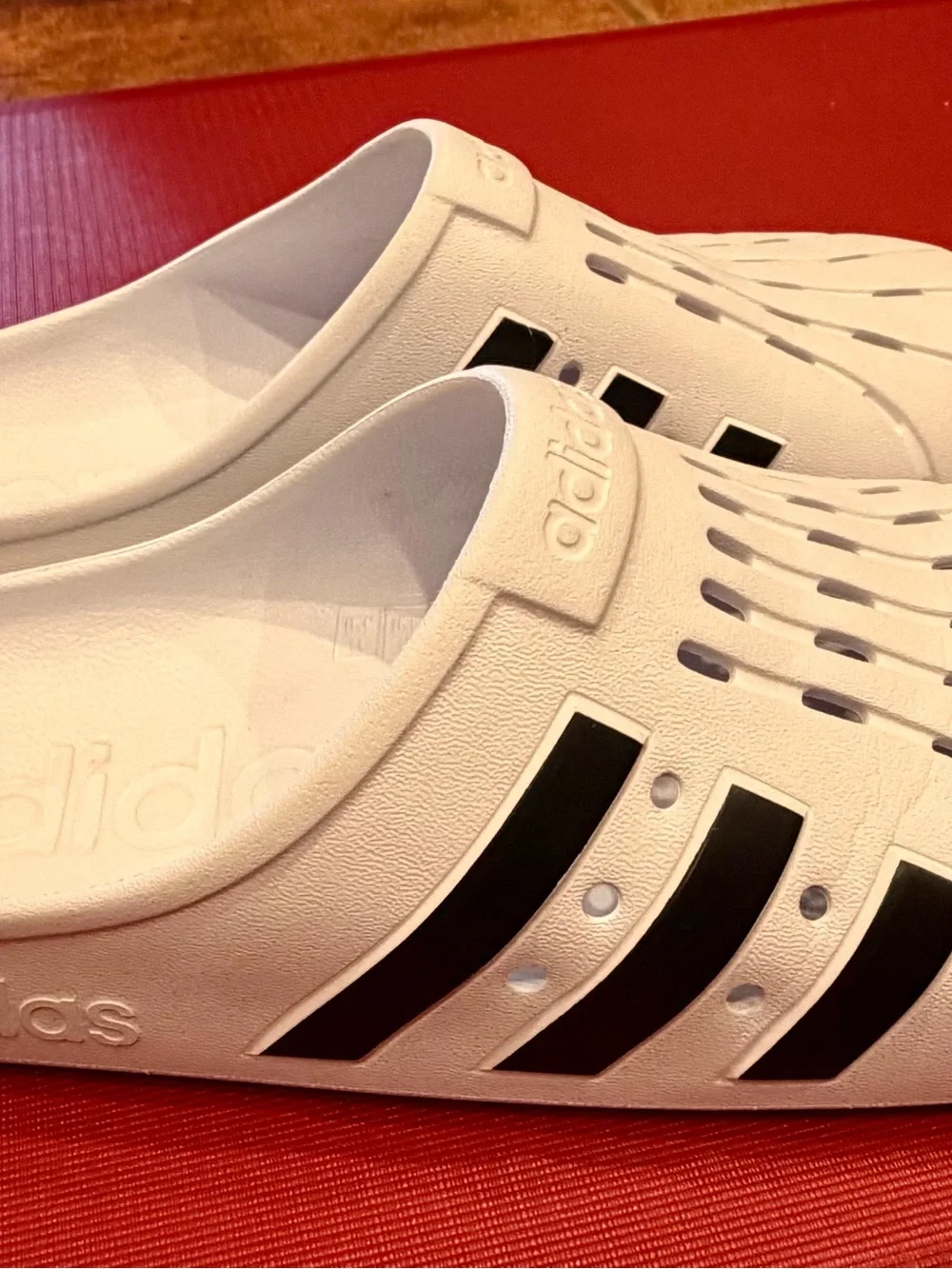 Adidas Adilette Clogs Men’s 11 Women 12 Black White Slides Water Sandals Shoes